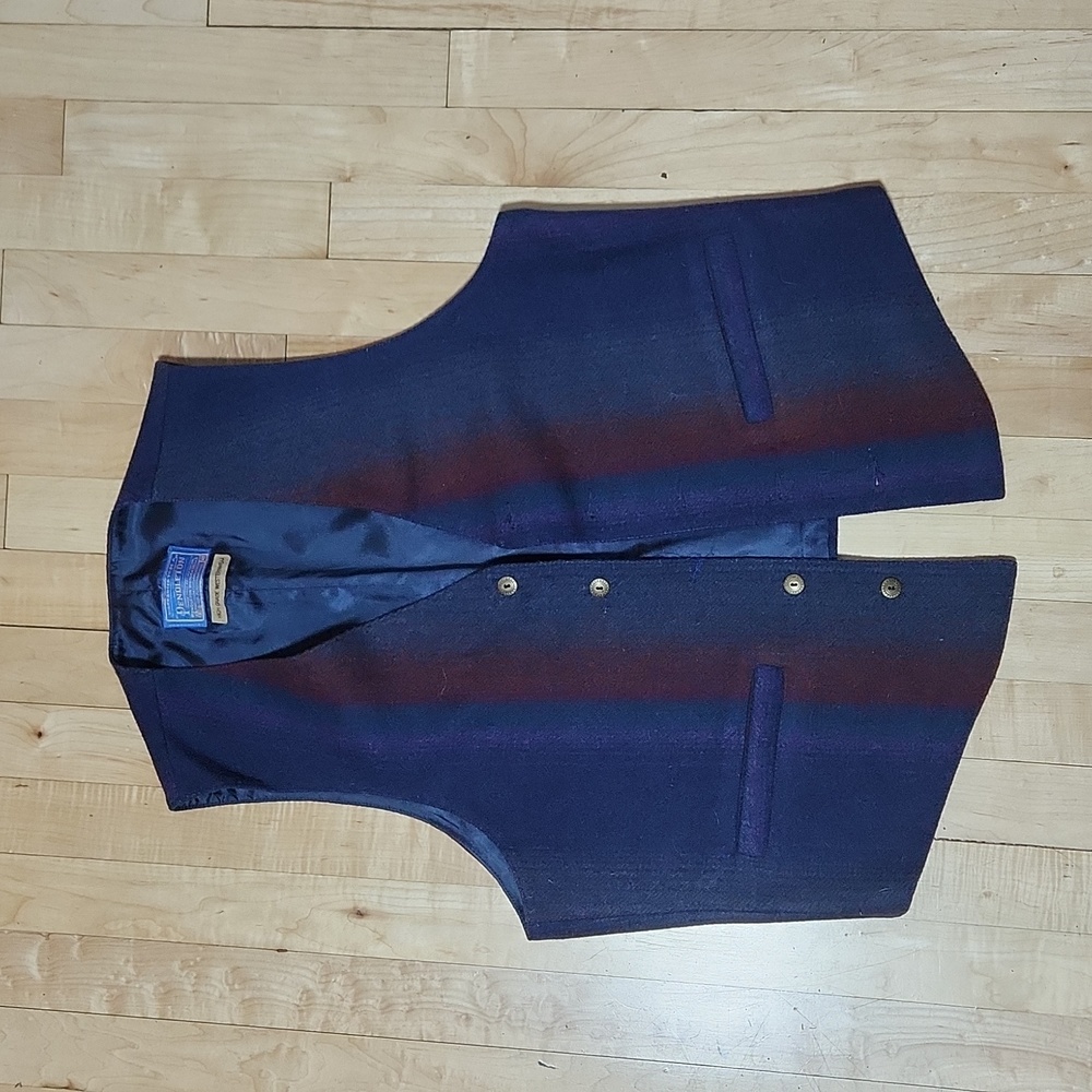 Pendleton Vintage Button Up Navy Blue Wool Vest Size 40